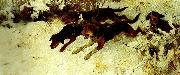bruno liljefors fyra jagande hundar isho oil painting